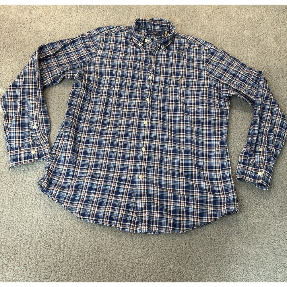 Polo‎ Ralph Lauren Shirt Men's Large Multicolor Stripe Classic Fit Plaid Oxford